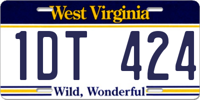 WV license plate 1DT424