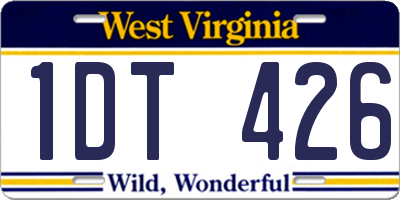 WV license plate 1DT426