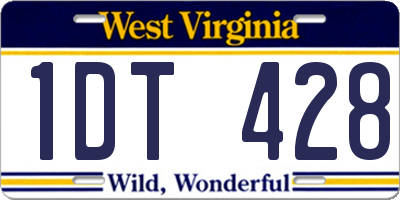 WV license plate 1DT428