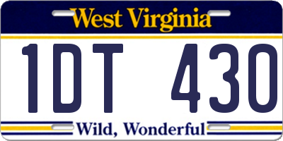 WV license plate 1DT430