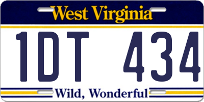 WV license plate 1DT434