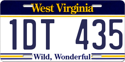 WV license plate 1DT435