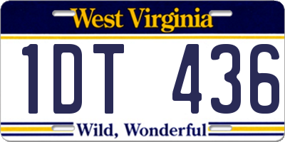 WV license plate 1DT436