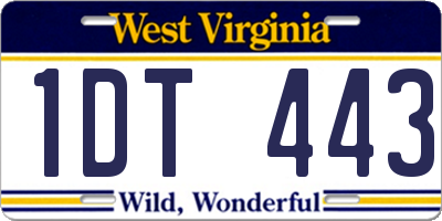 WV license plate 1DT443