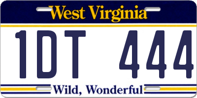 WV license plate 1DT444