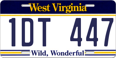 WV license plate 1DT447