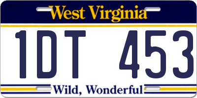 WV license plate 1DT453