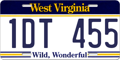 WV license plate 1DT455