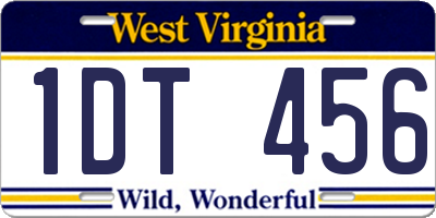 WV license plate 1DT456