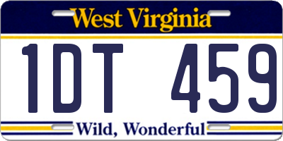 WV license plate 1DT459