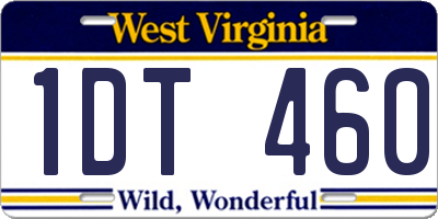 WV license plate 1DT460
