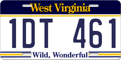 WV license plate 1DT461