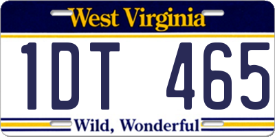 WV license plate 1DT465