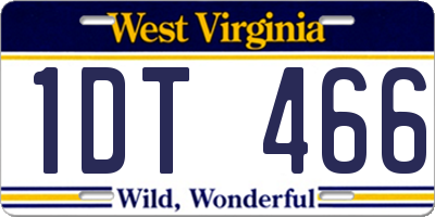 WV license plate 1DT466