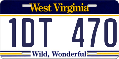 WV license plate 1DT470