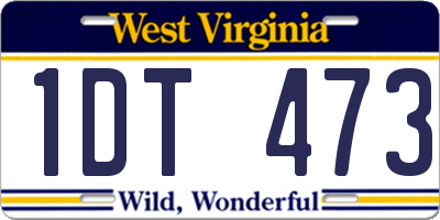 WV license plate 1DT473