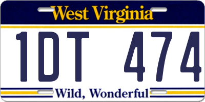 WV license plate 1DT474