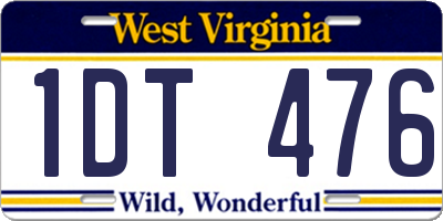 WV license plate 1DT476