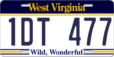 WV license plate 1DT477