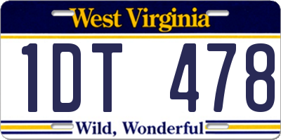 WV license plate 1DT478