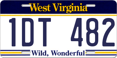 WV license plate 1DT482