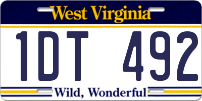 WV license plate 1DT492