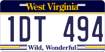 WV license plate 1DT494