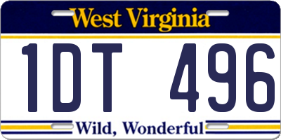 WV license plate 1DT496
