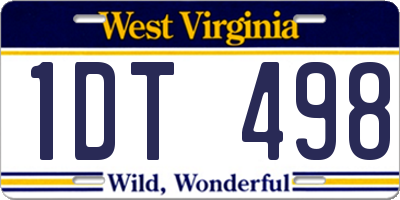 WV license plate 1DT498