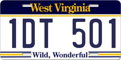 WV license plate 1DT501