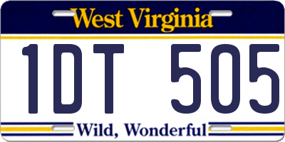WV license plate 1DT505