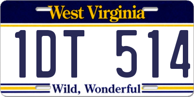 WV license plate 1DT514