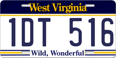 WV license plate 1DT516
