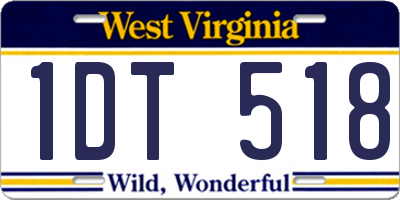 WV license plate 1DT518