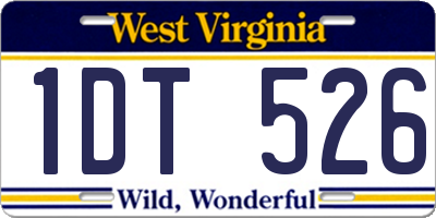 WV license plate 1DT526