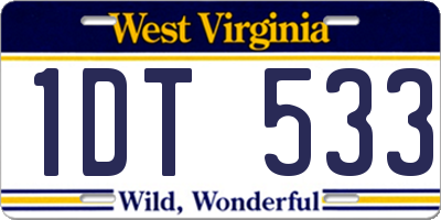 WV license plate 1DT533
