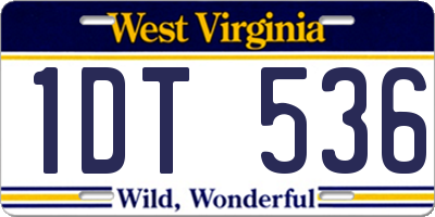 WV license plate 1DT536