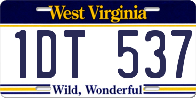 WV license plate 1DT537