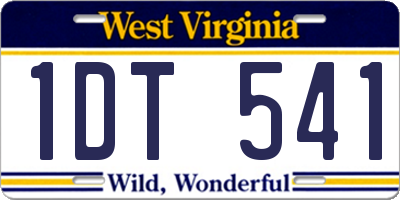 WV license plate 1DT541