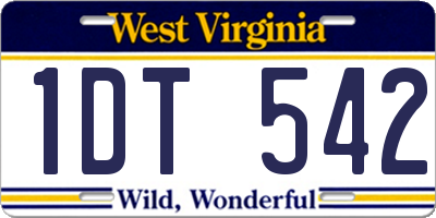 WV license plate 1DT542