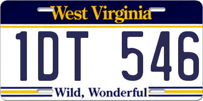 WV license plate 1DT546