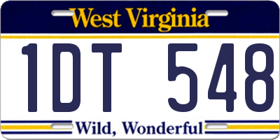 WV license plate 1DT548