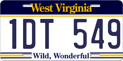 WV license plate 1DT549