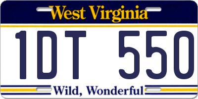 WV license plate 1DT550