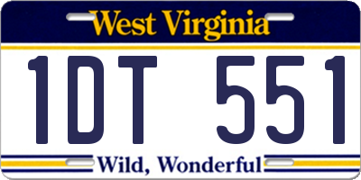 WV license plate 1DT551