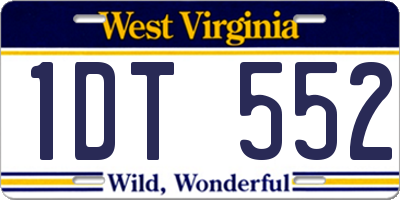 WV license plate 1DT552