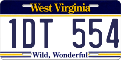 WV license plate 1DT554