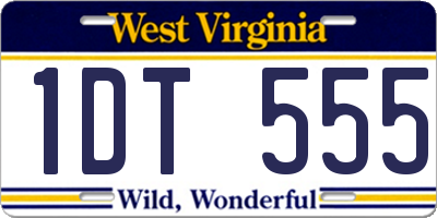 WV license plate 1DT555