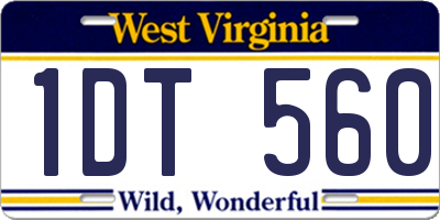 WV license plate 1DT560