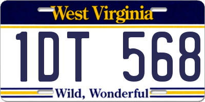 WV license plate 1DT568